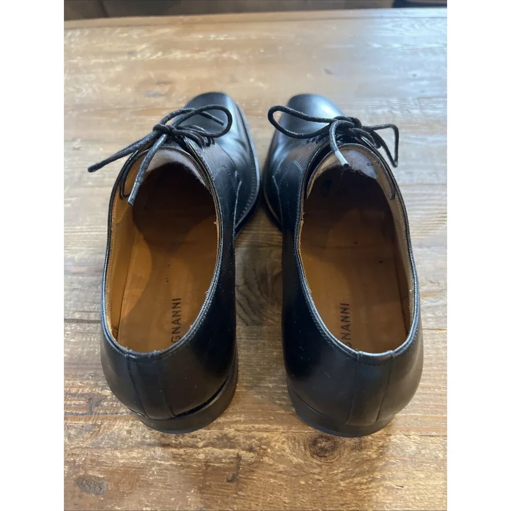 Magnanni Colo Plain Toe Oxford Derby Dress Shoe Black Leather Men's Size 8 M